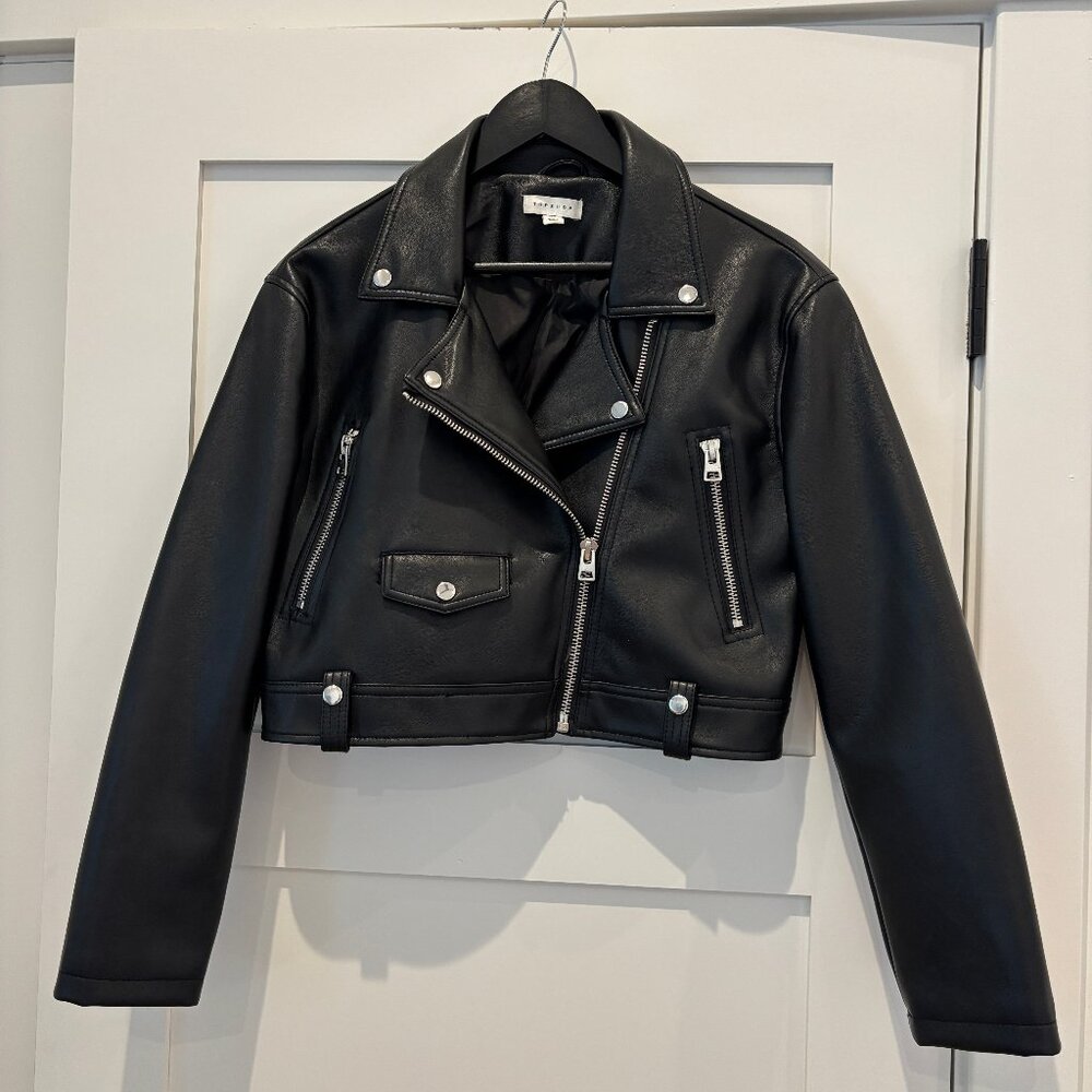 Topshop Cropped Leather Jacket - Women's Size 2